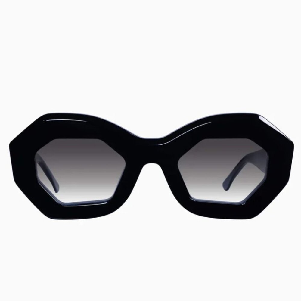 VALLEY EYEWEAR OPERA SUNGLASSES BLACK WITH GOLD METAL AND BLACK POLORIZED LENS
